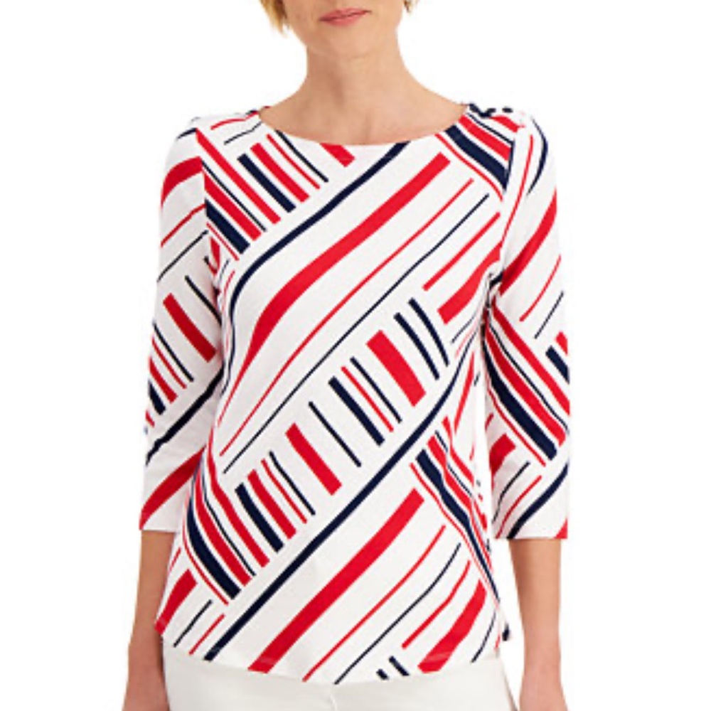 Charter Club Boat Neck Cotton Top Size PM